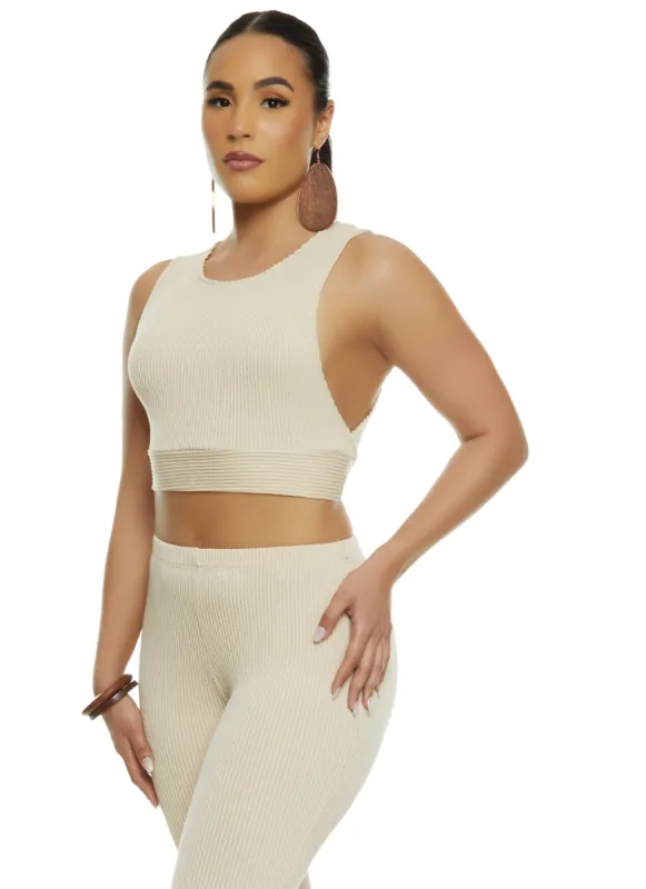 Ribbed Knit Solid Cropped Tank Top sold by Rainbow