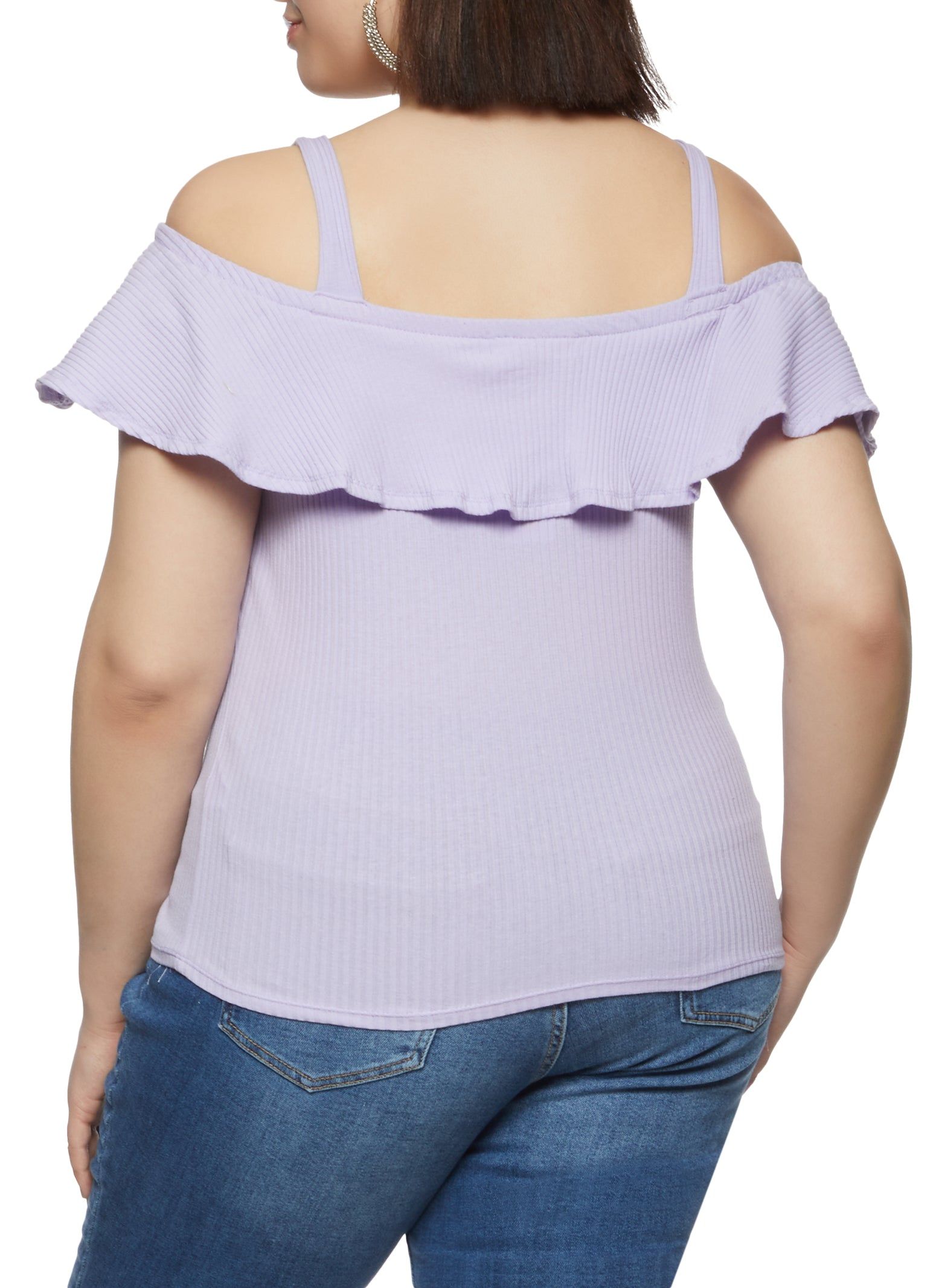 Plus Size Rib Knit Cold Shoulder Top sold by Rainbow product image thumbnail 2