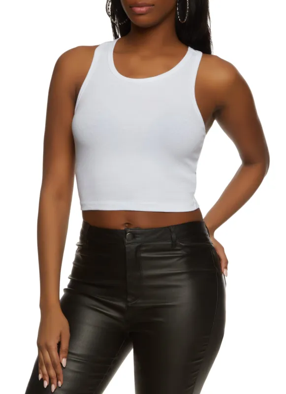 Basic Cropped Racerback Tank Top sold by Rainbow