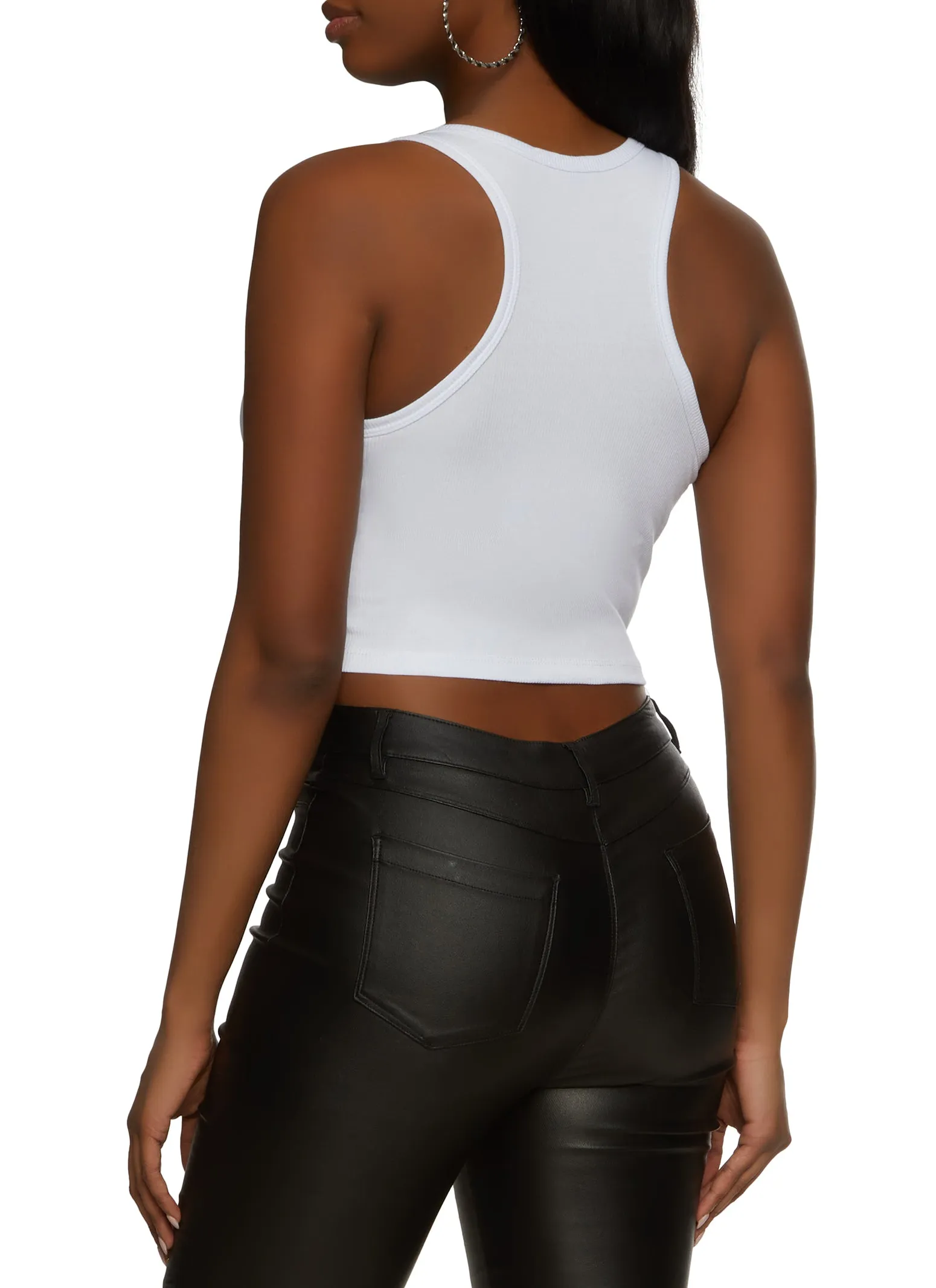 Basic Cropped Racerback Tank Top sold by Rainbow product image thumbnail 2