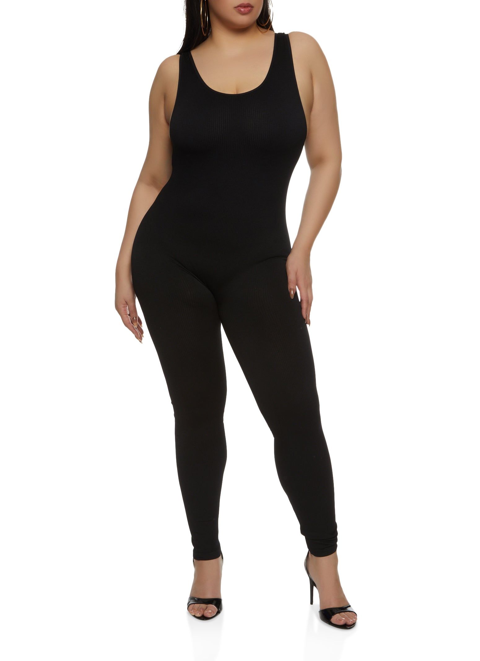 Plus Size Seamless Scoop Neck Jumpsuit sold by Rainbow
