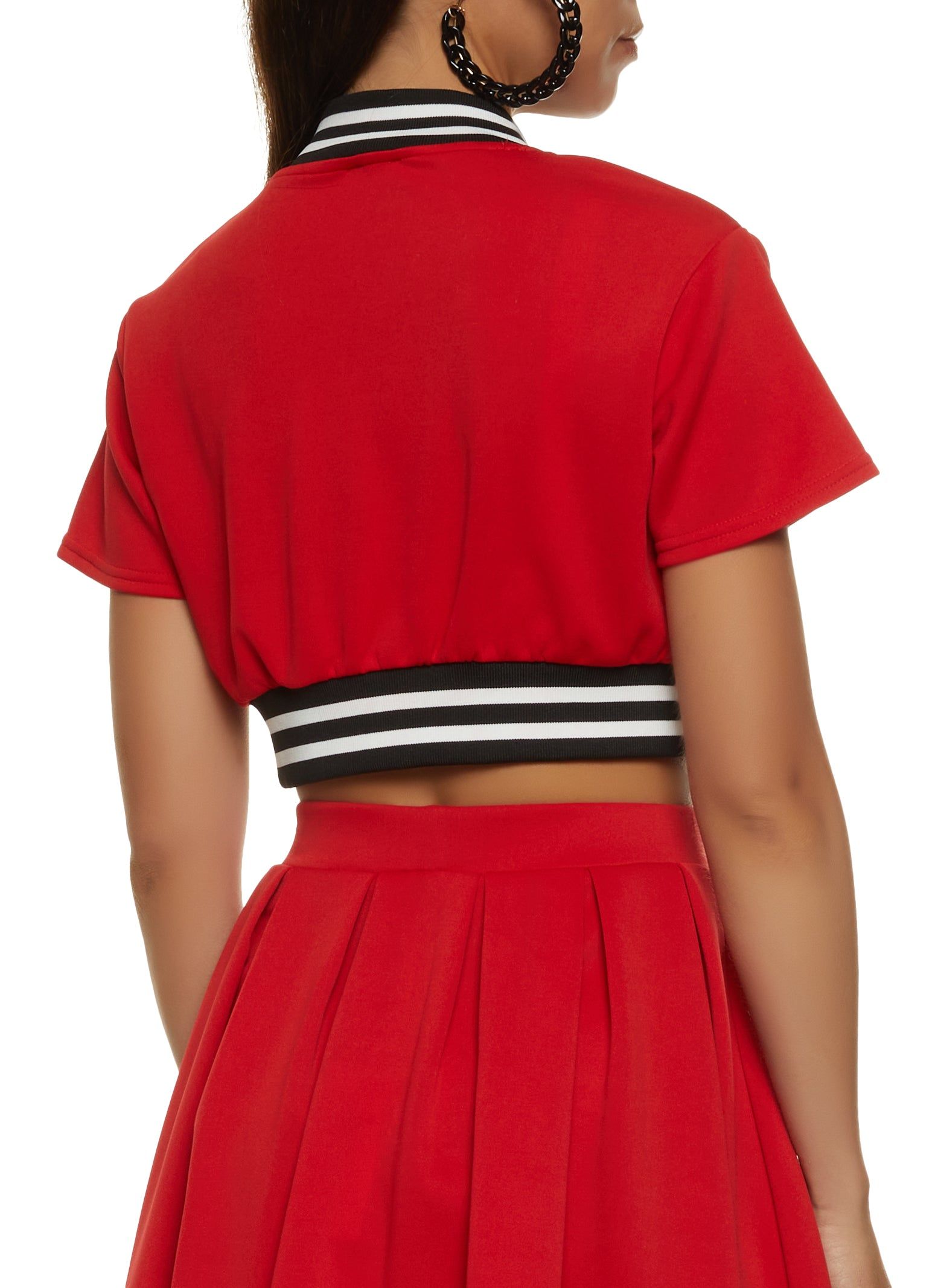 Button Front Varsity Stripe Crop Top sold by Rainbow product image thumbnail 3