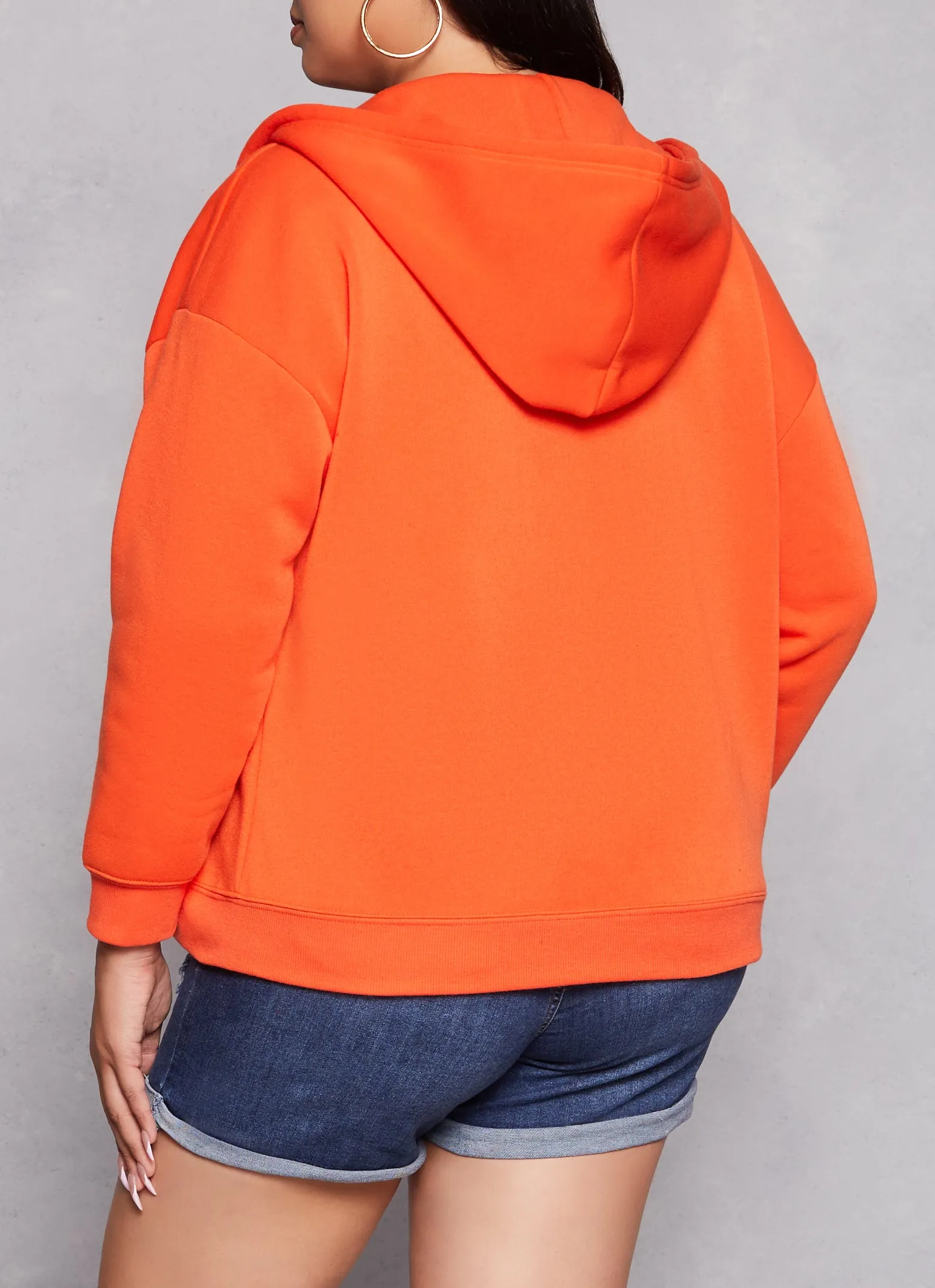 Plus Size Solid Zip Front Hoodie sold by Rainbow product image thumbnail 3