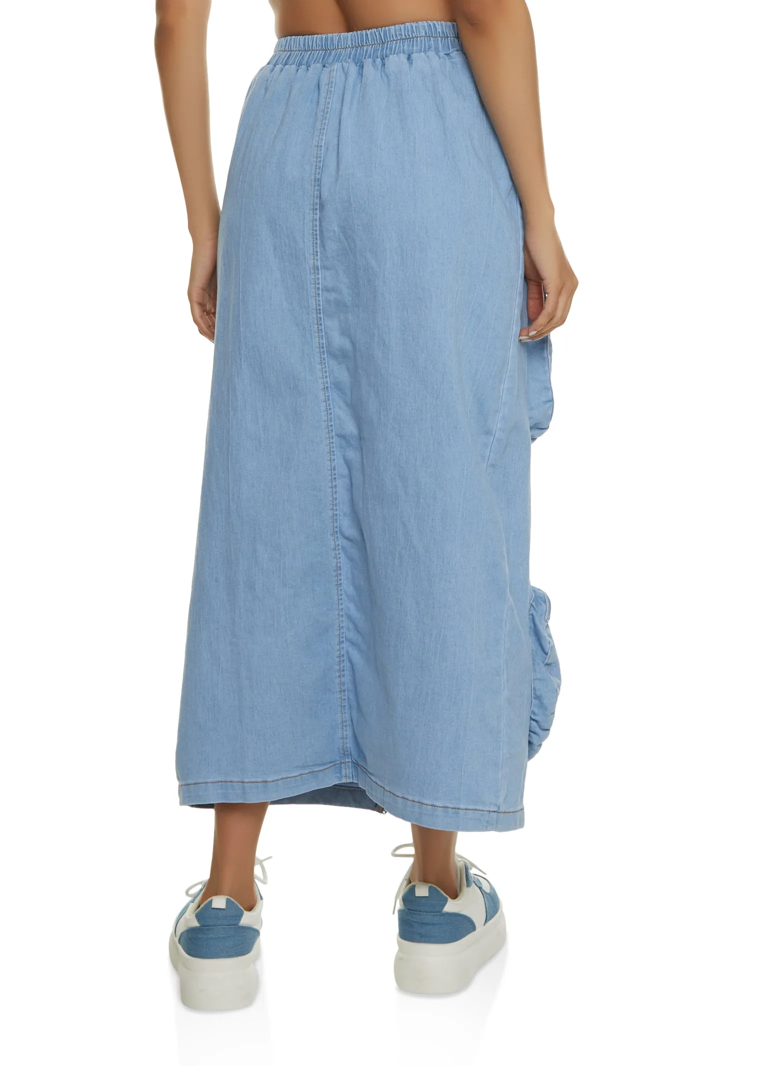 Cargo Pocket Zip Front Denim Skirt sold by Rainbow product image thumbnail 3