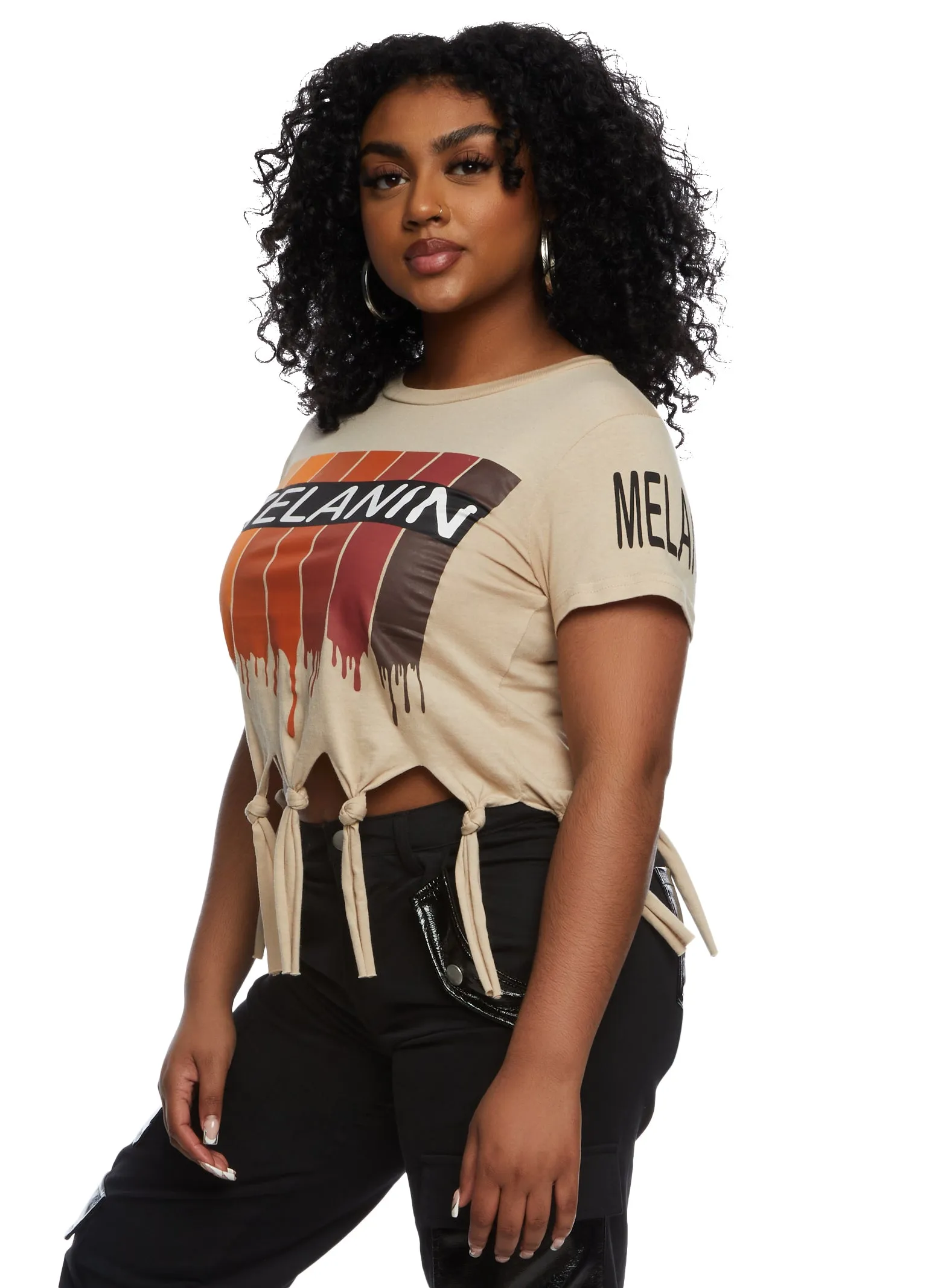 Melanin Drip Knot Hem Graphic Tee sold by Rainbow product image thumbnail 2