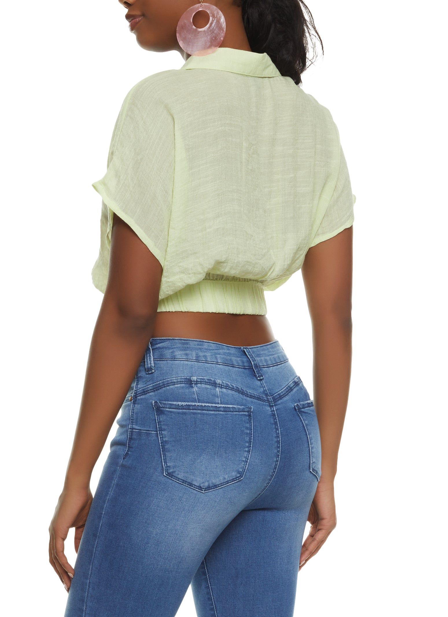 Elastic Waistband Cropped Shirt sold by Rainbow product image thumbnail 2