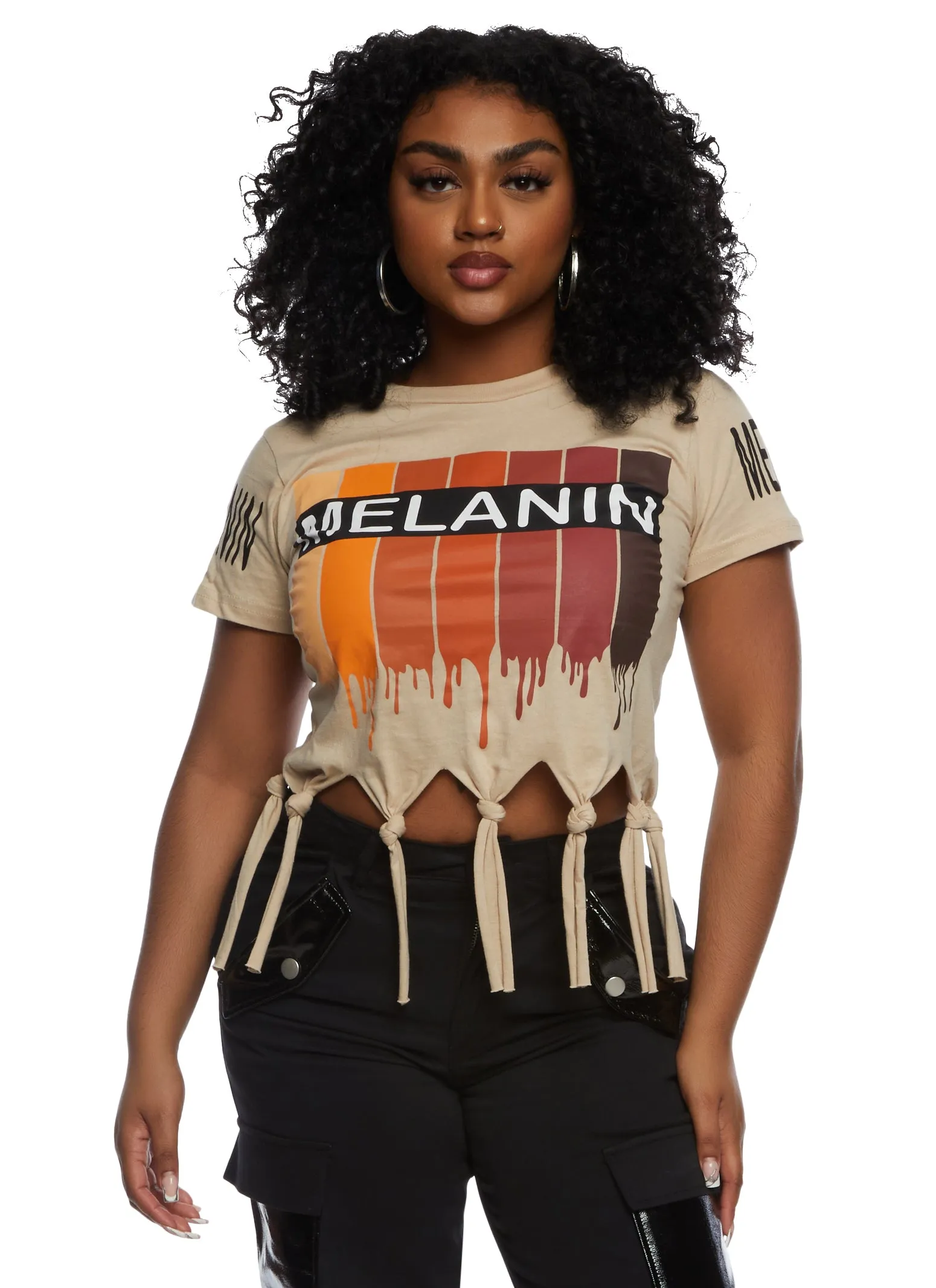 Melanin Drip Knot Hem Graphic Tee sold by Rainbow