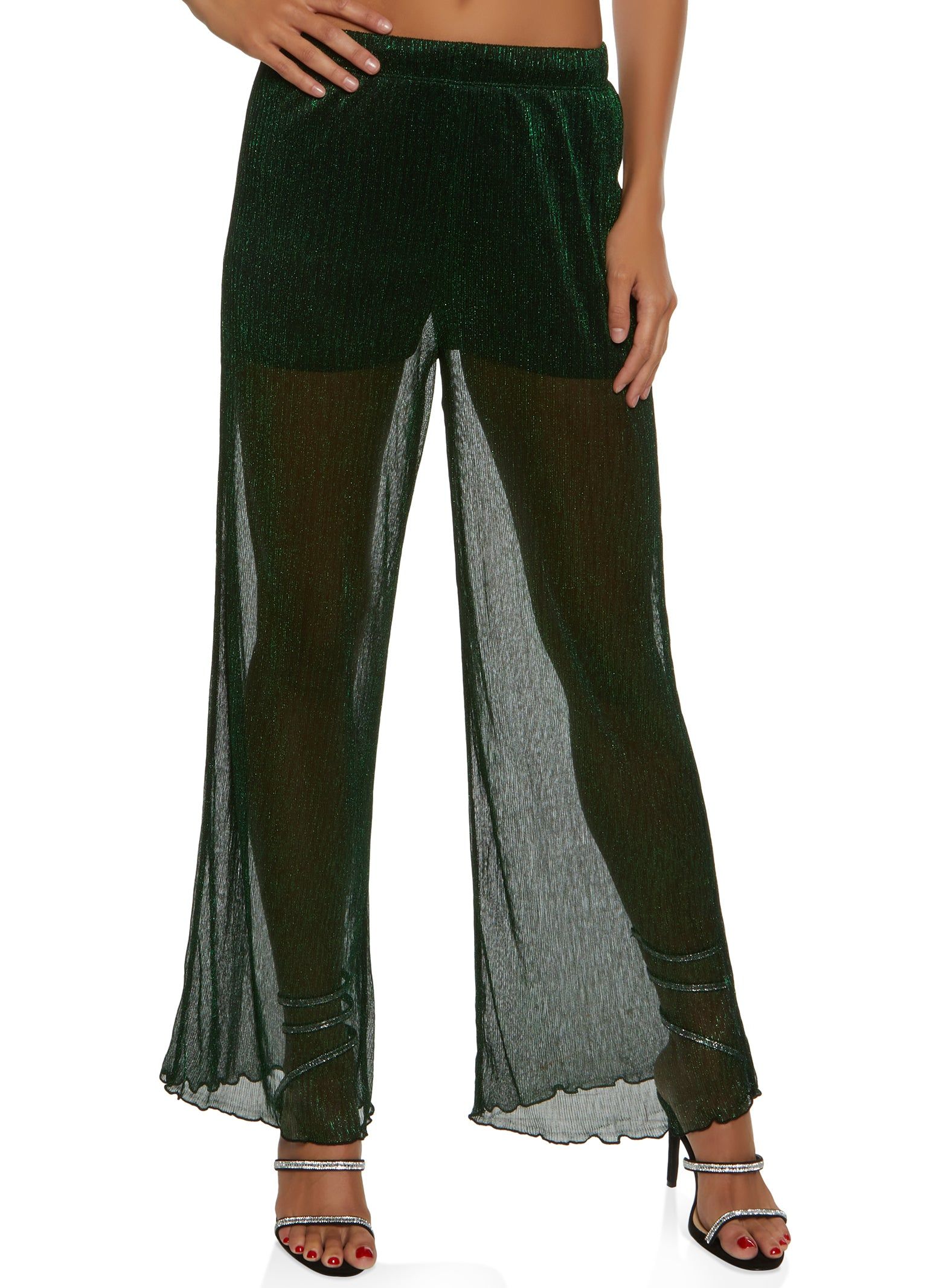 Lurex Plisse Wide Leg Pants sold by Rainbow