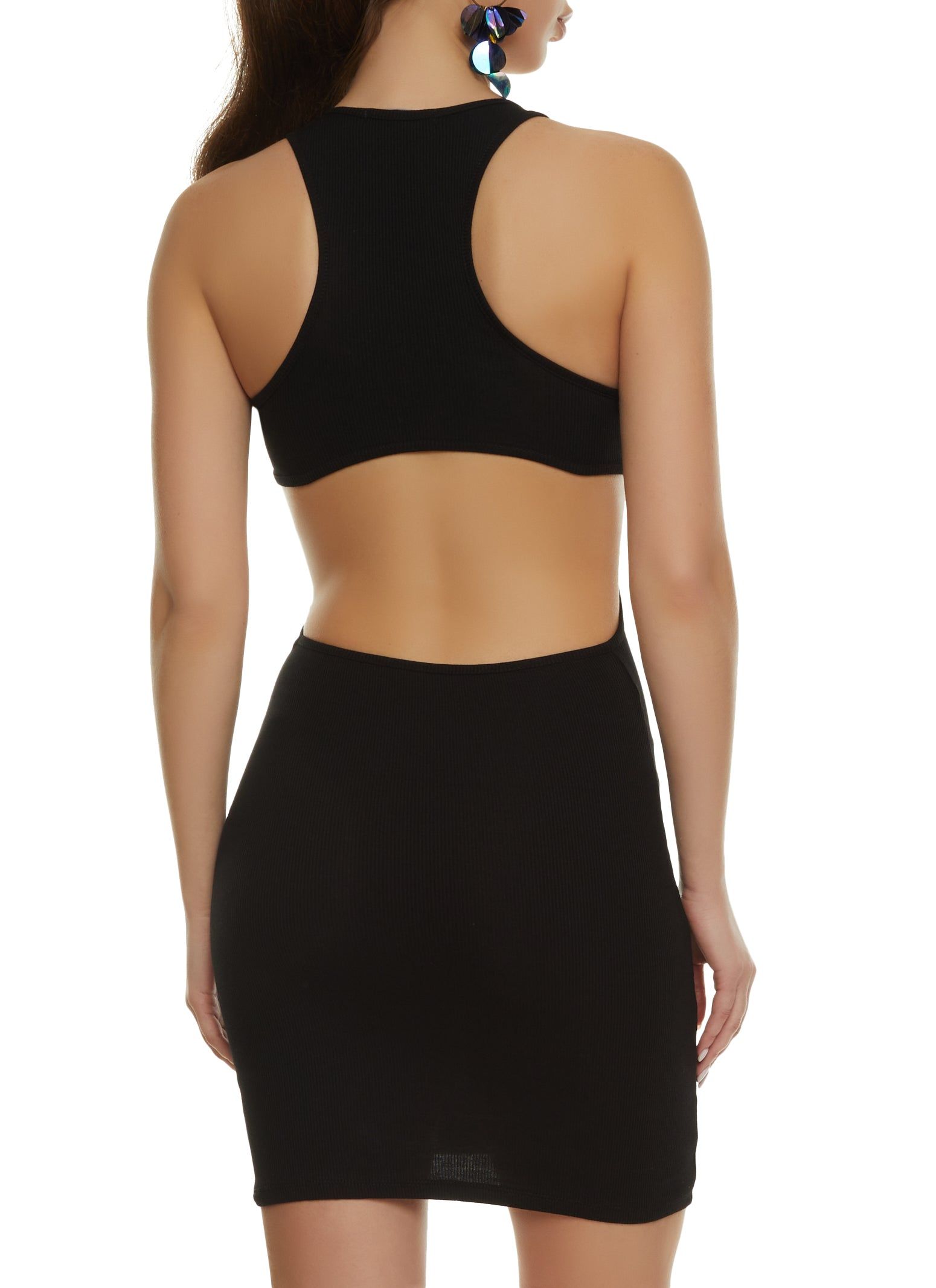 Rib Knit Cut Out Back Mini Dress sold by Rainbow product image thumbnail 3