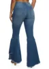Highway Distressed Frayed Trim Bell Bottom Jeans sold by Rainbow