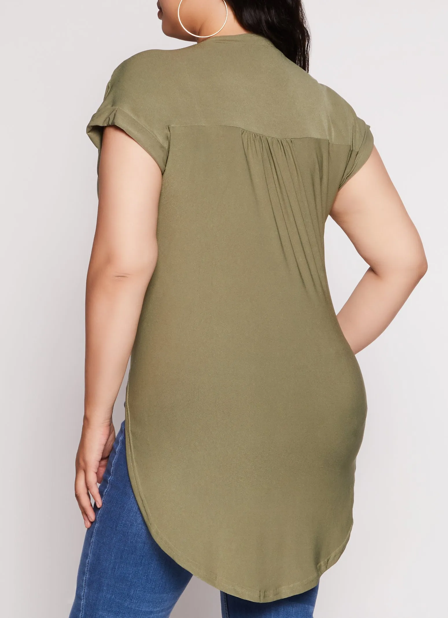 Plus Size Tie Front Half Button High Low Top sold by Rainbow product image thumbnail 3