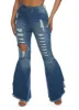 Highway Distressed Frayed Trim Bell Bottom Jeans sold by Rainbow