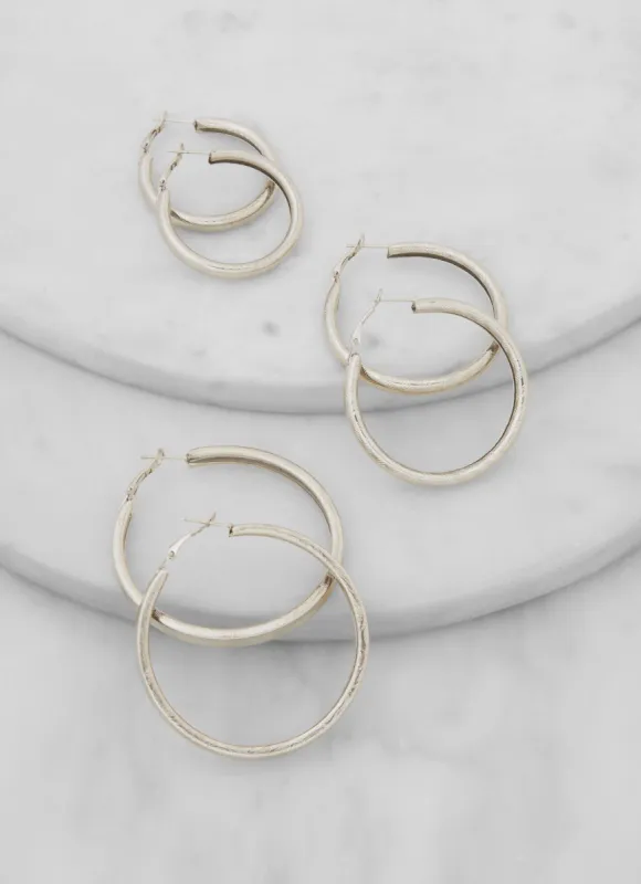 3 Pack Assorted Chunky Hoop Earrings sold by Rainbow