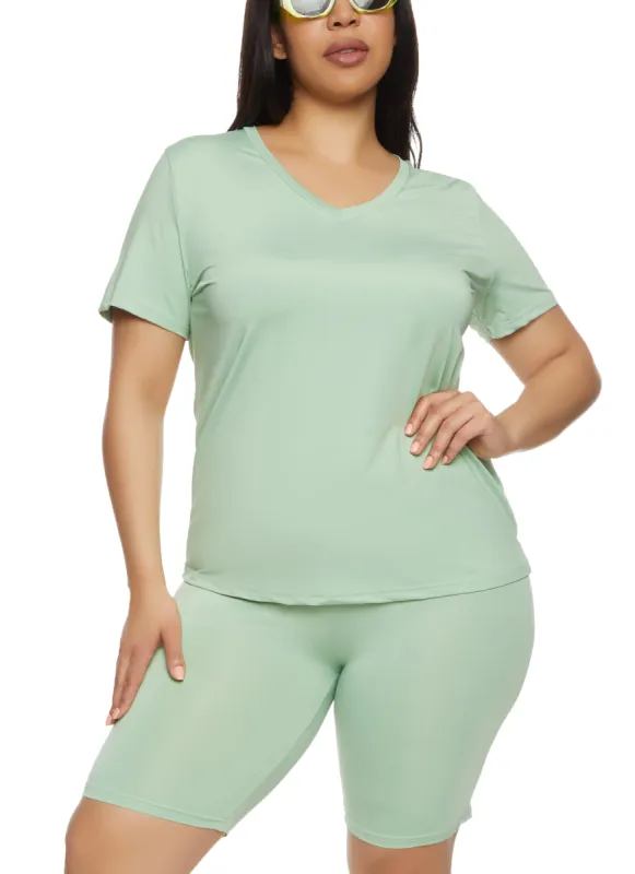 Plus Size Daisy Soft Knit V Neck T Shirt sold by Rainbow