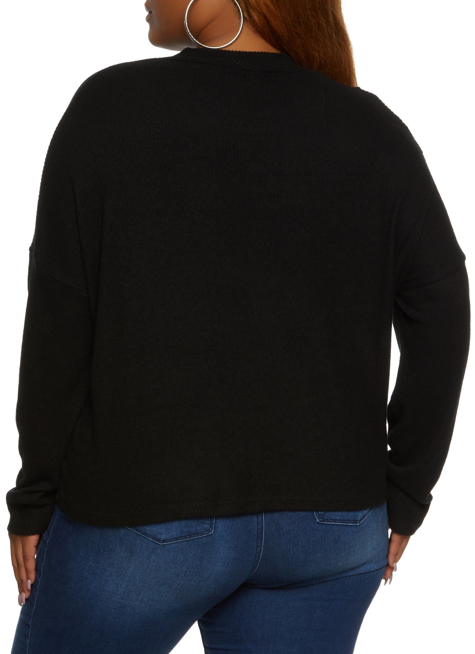 Plus Size Mock Neck Ribbed Knit Long Sleeve Top sold by Rainbow product image thumbnail 2