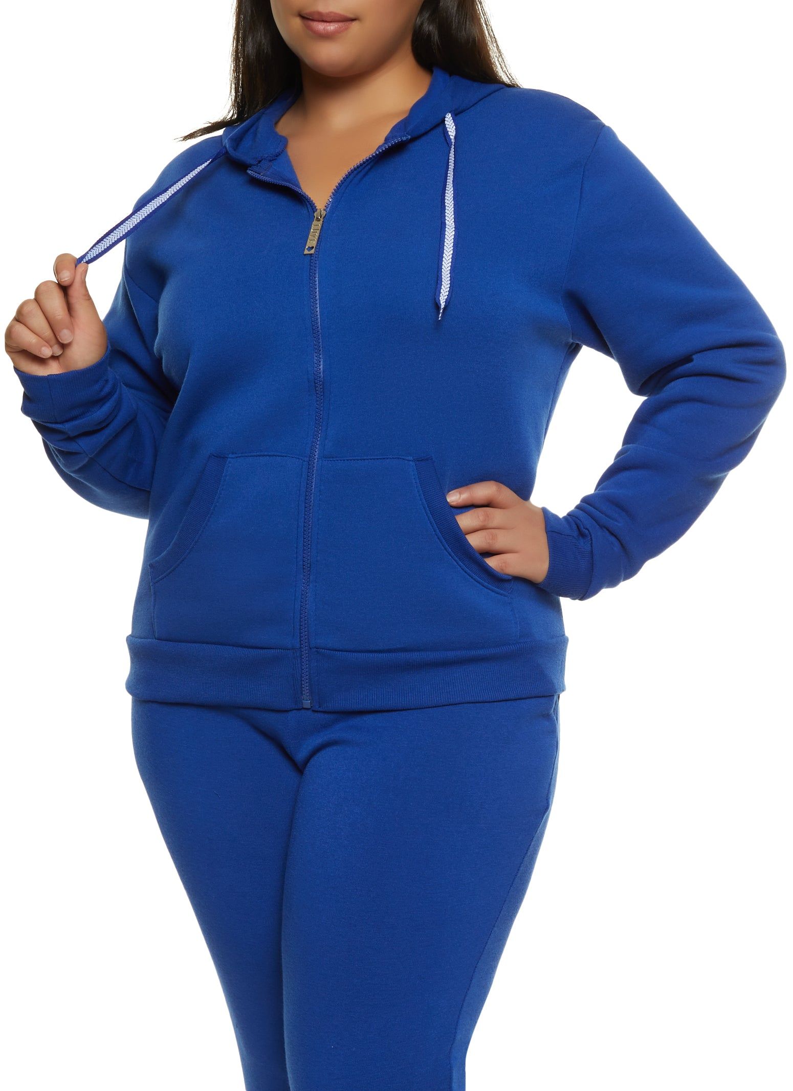Plus Size Fleece Zip Front Hoodie sold by Rainbow
