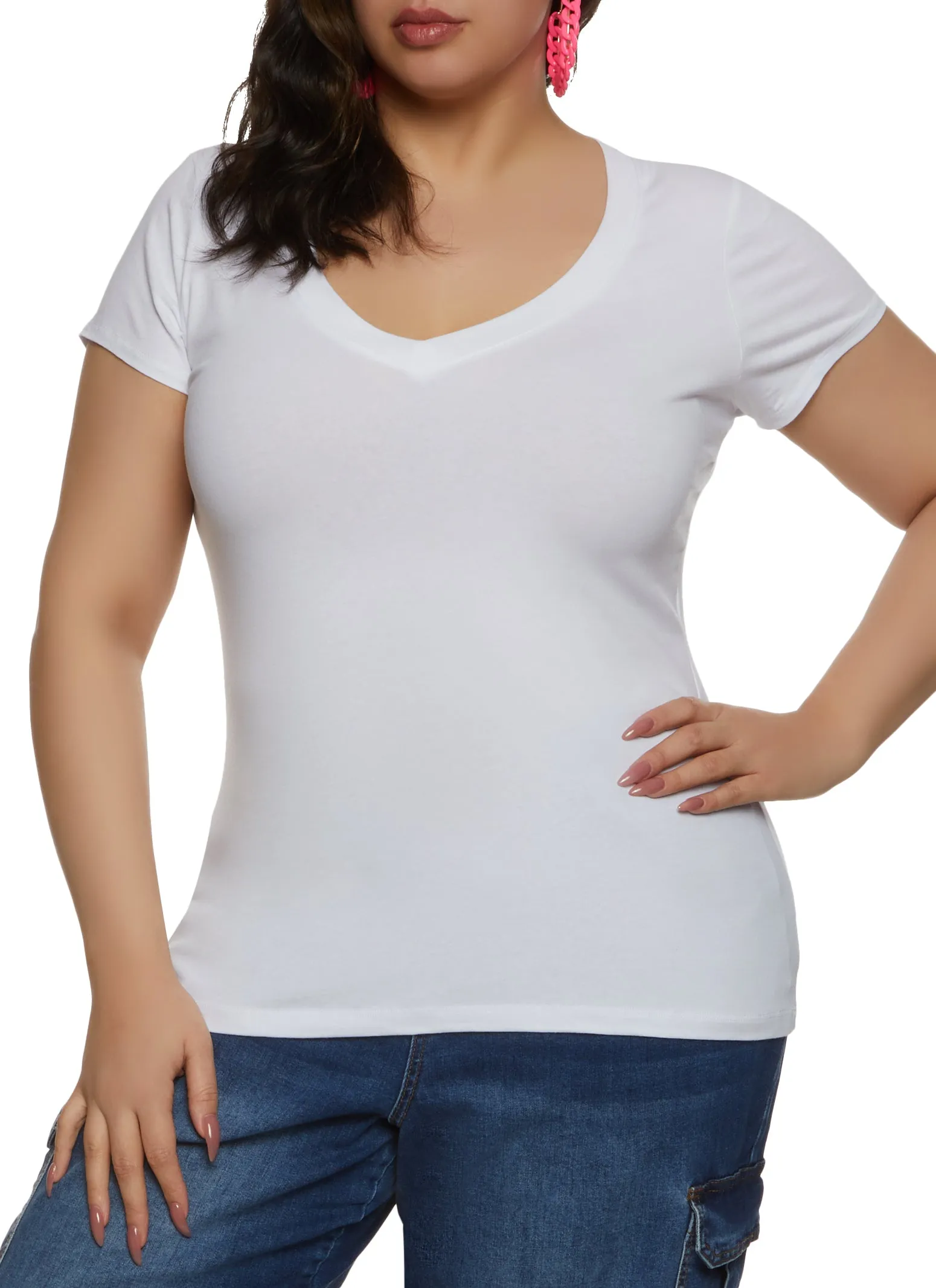 Plus Size V Neck Tee sold by Rainbow