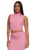 Textured Knit Mock Neck Cropped Tank Top sold by Rainbow