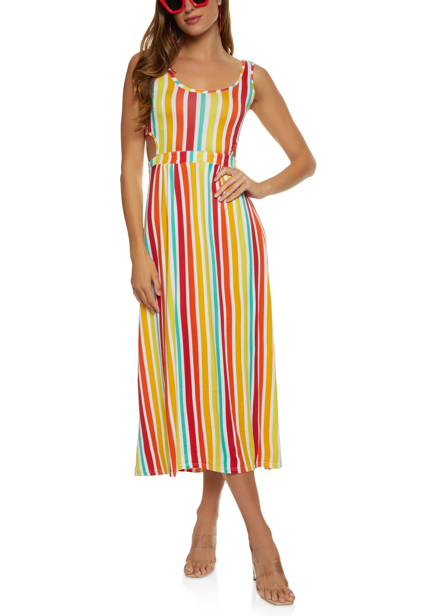 Rainbow Striped Cut Out Maxi Dress sold by Rainbow product image thumbnail 2