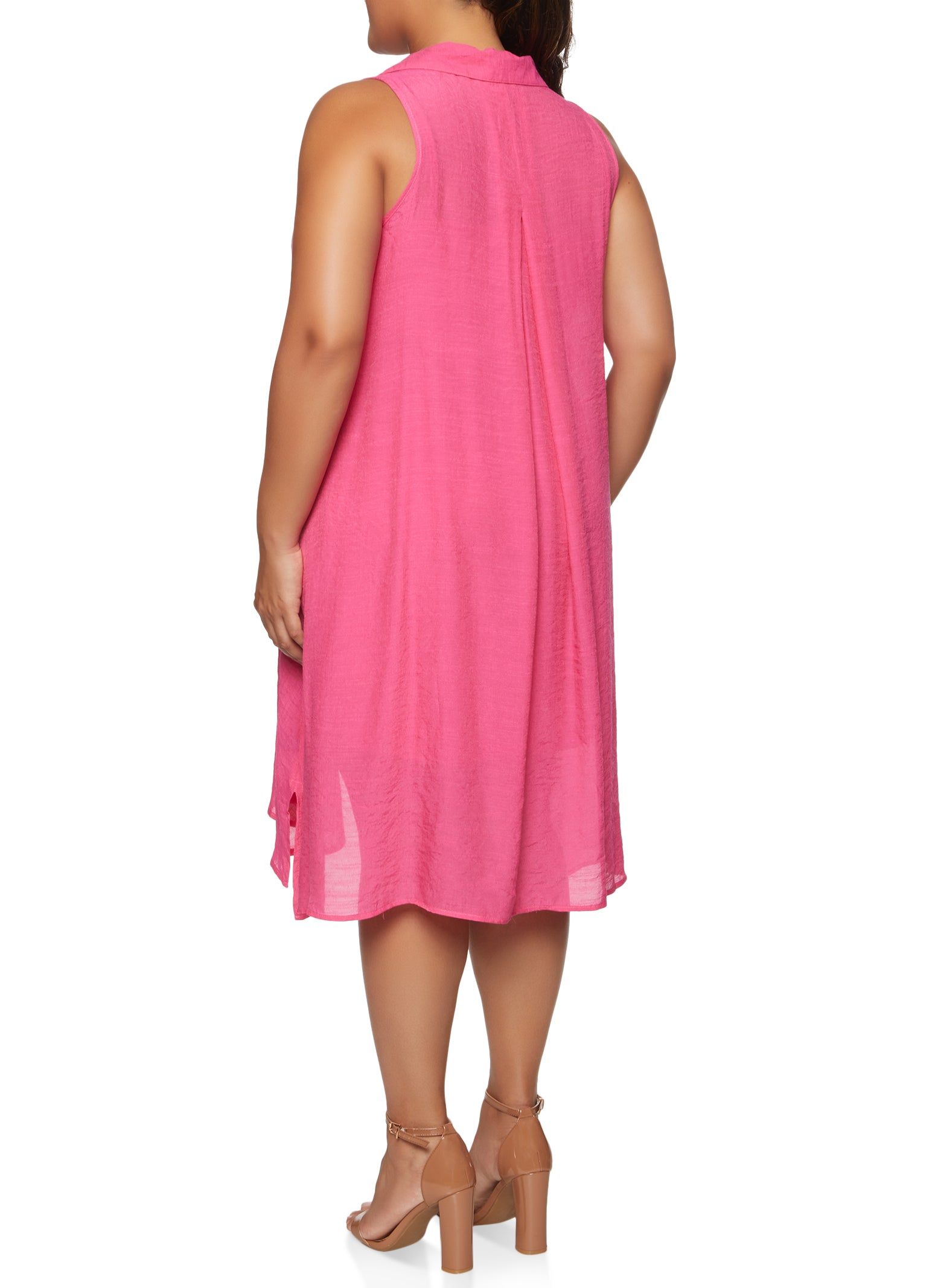 Plus Size Gauze Knit Sleeveless Shirt Dress sold by Rainbow product image thumbnail 3