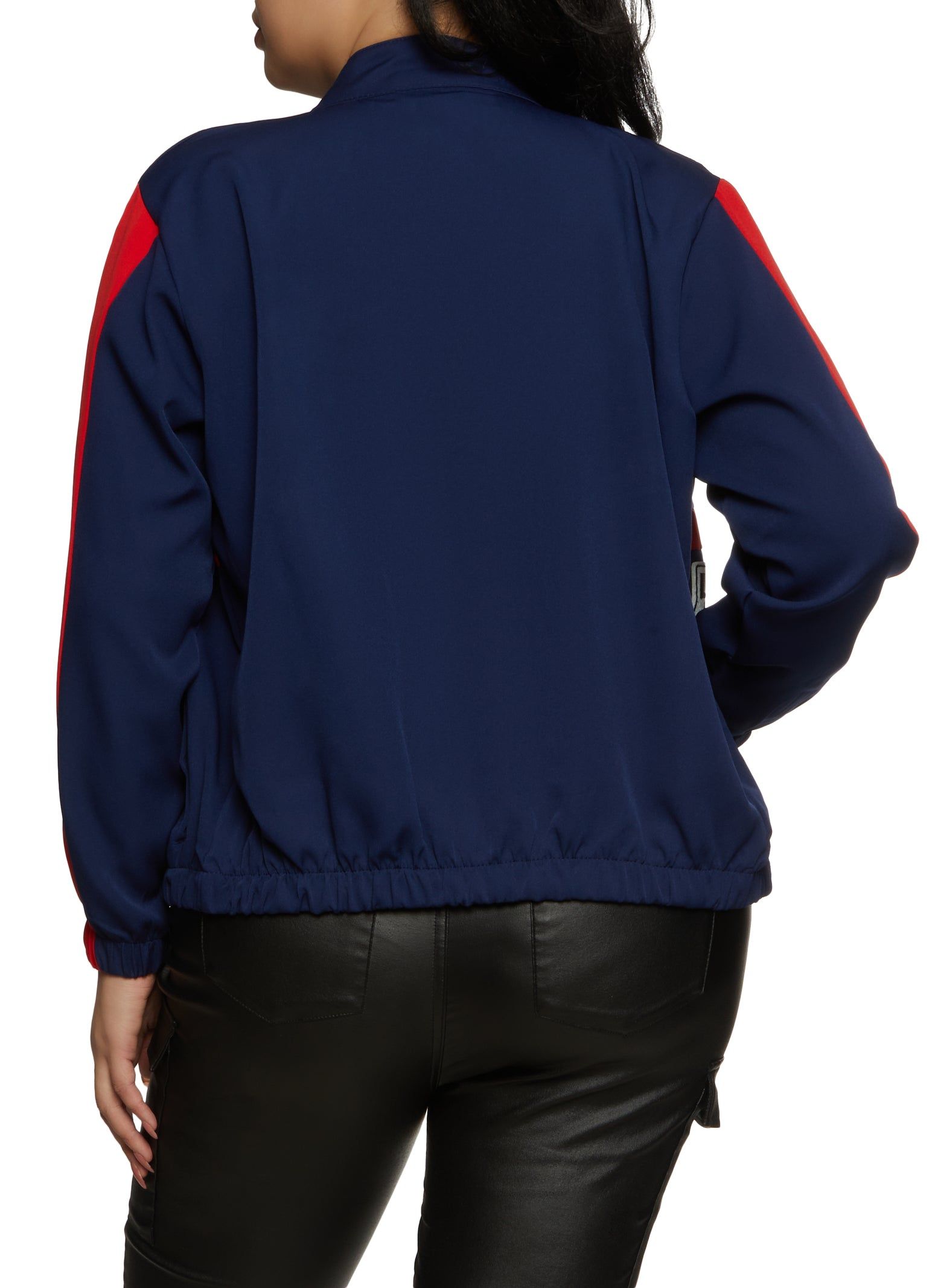 Plus Size Bk Blessed Color Block Zip Front Moto Jacket sold by Rainbow product image thumbnail 2