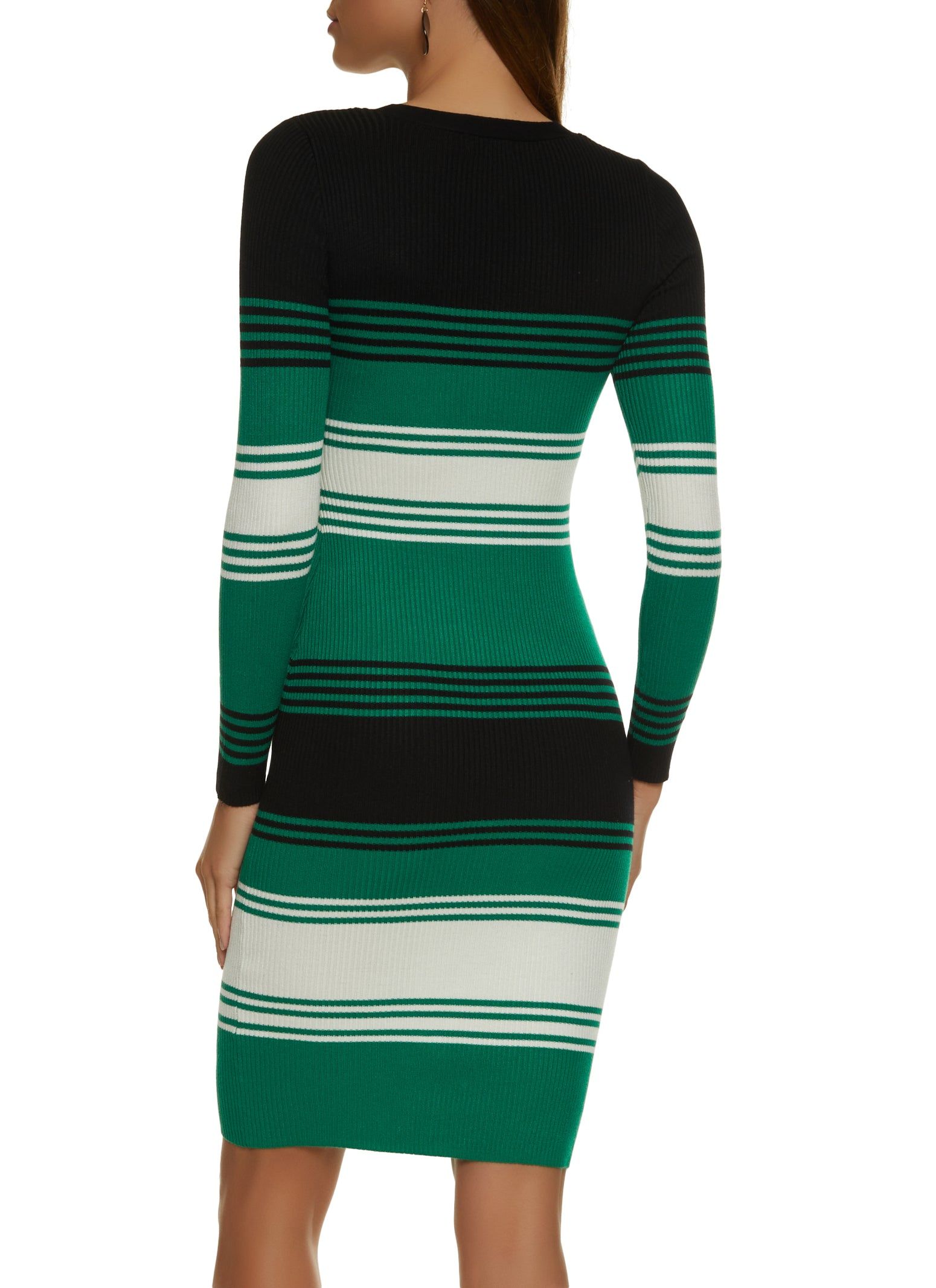 Ribbed Knit Striped Midi Sweater Dress sold by Rainbow product image thumbnail 3