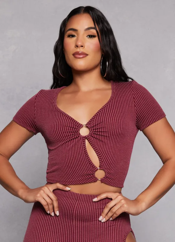 O Ring Keyhole Crop Top sold by Rainbow