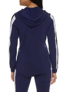 Striped Zip Front Hooded Track Jacket sold by Rainbow
