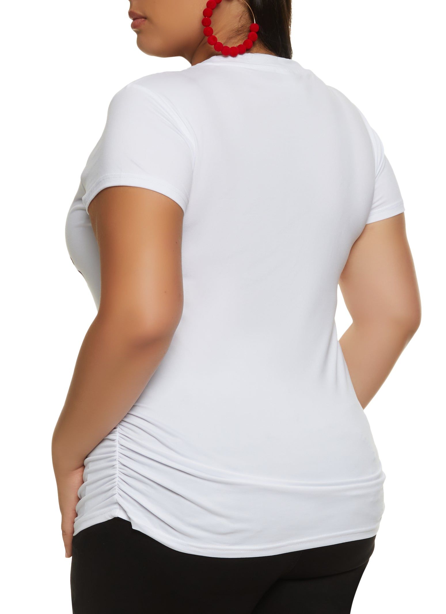 Plus Size Face Ruched Side Graphic Tee sold by Rainbow product image thumbnail 2
