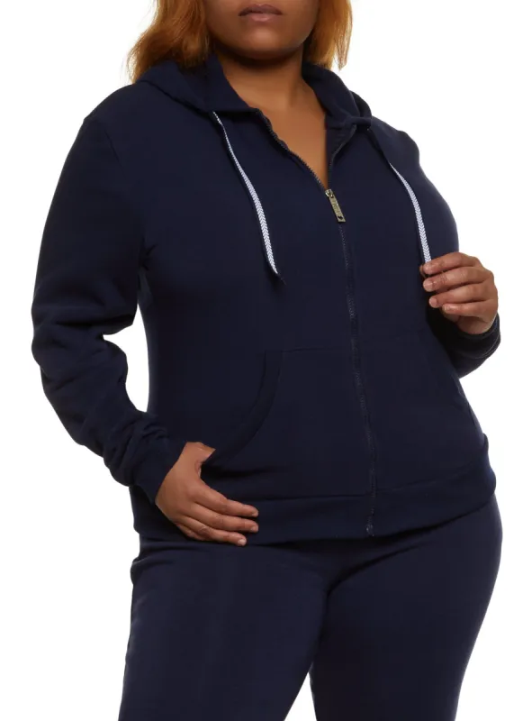 Plus Size Fleece Zip Front Hoodie sold by Rainbow