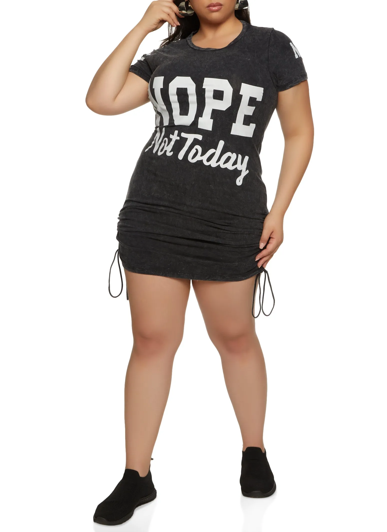 Plus Size Nope Not Today Ruched T Shirt Dress sold by Rainbow product image thumbnail 2