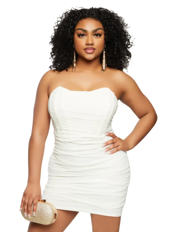 Haute Monde Ruched Corset Strapless Mini Dress sold by Rainbow