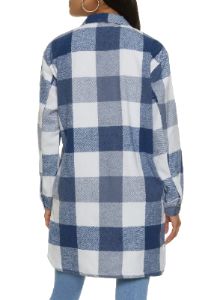 Plaid Brushed Knit Long Line Shacket sold by Rainbow