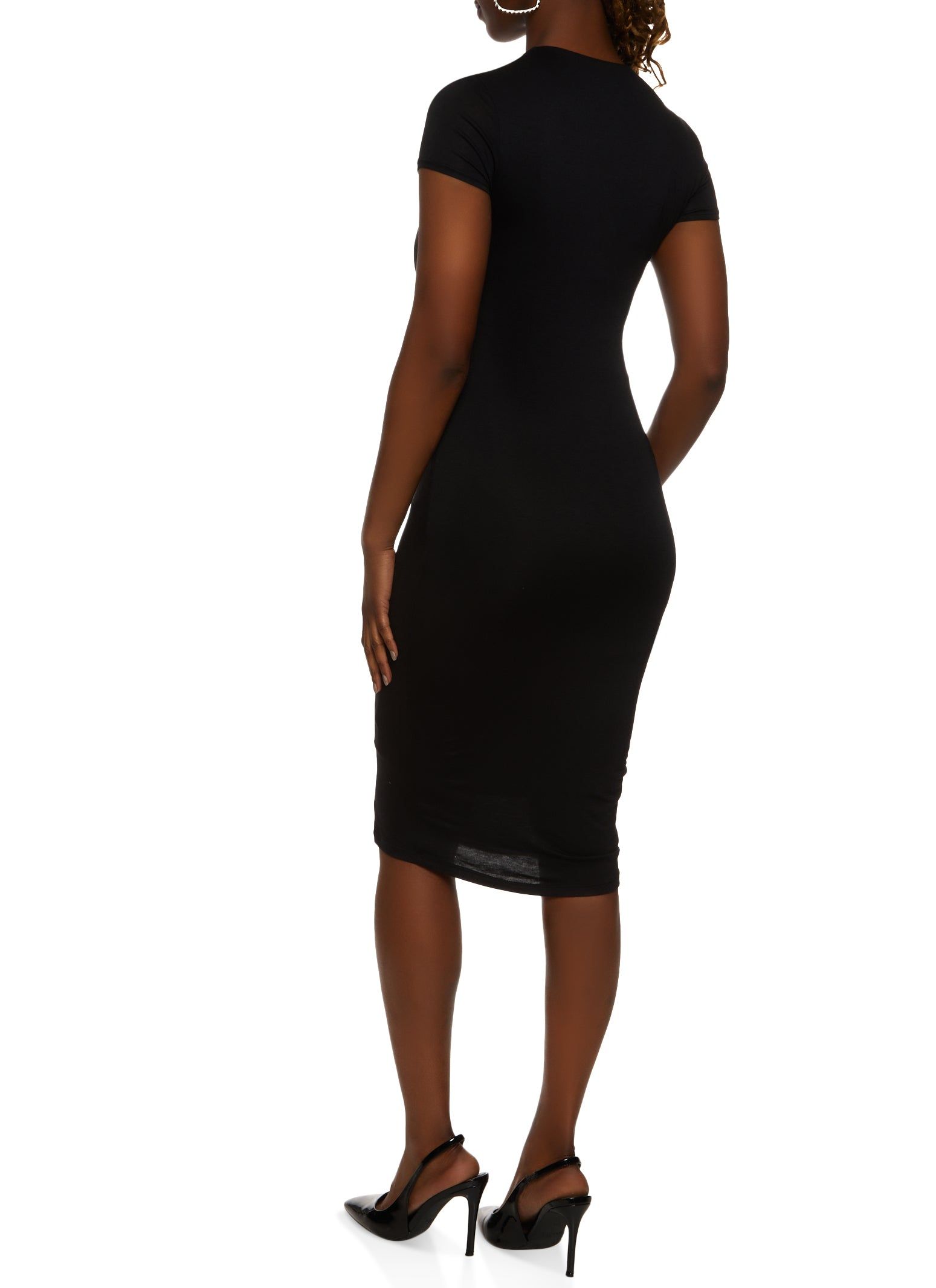 Solid V Neck Midi Dress sold by Rainbow product image thumbnail 3