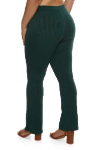 Plus Size Ribbed High Waist Flare Pants sold by Rainbow