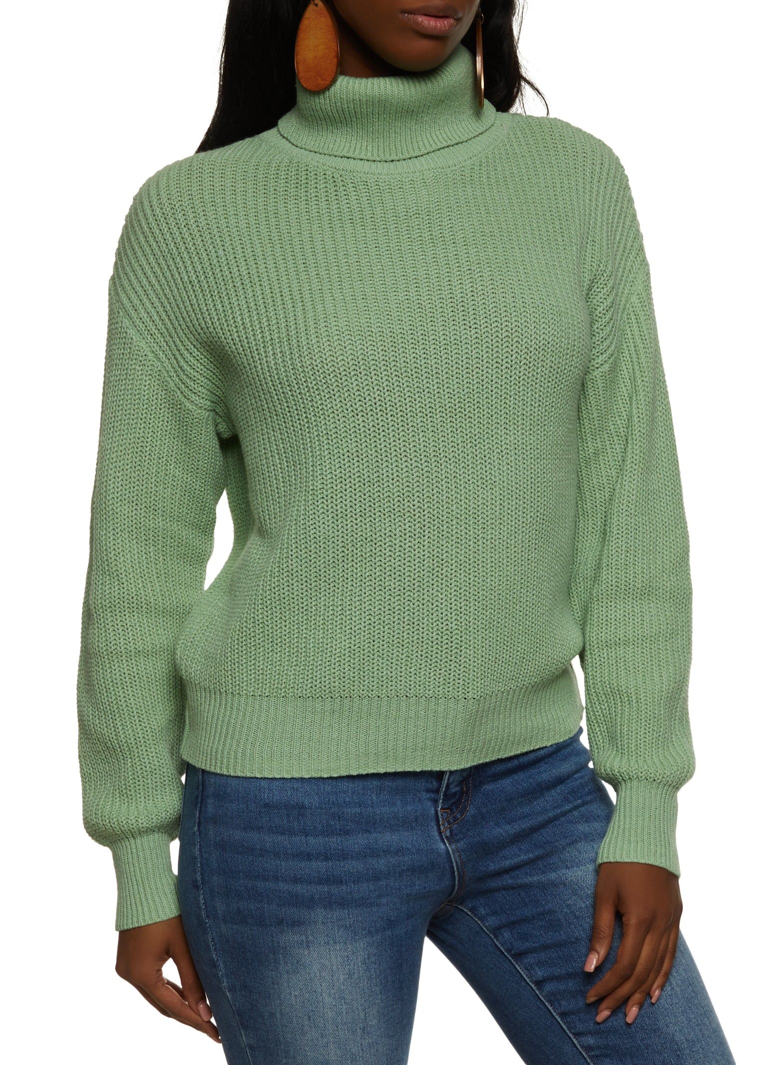 Turtleneck Balloon Sleeve Sweater sold by Rainbow