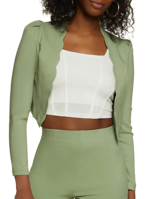 Scalloped Trim Cropped Blazer sold by Rainbow