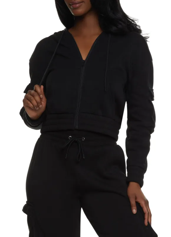Fleece Zip Front Cargo Pocket Hoodie sold by Rainbow