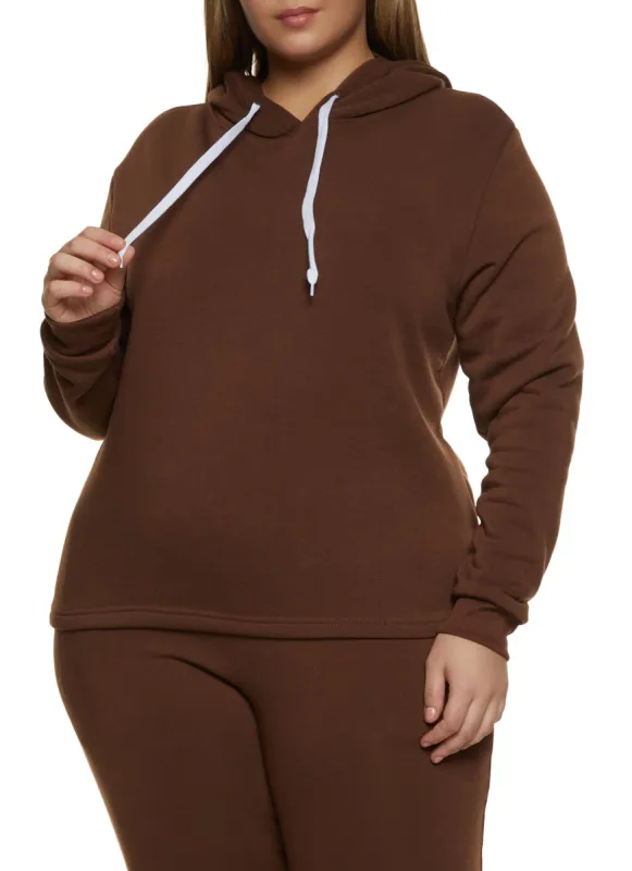 Plus Size Solid Pullover Hoodie sold by Rainbow
