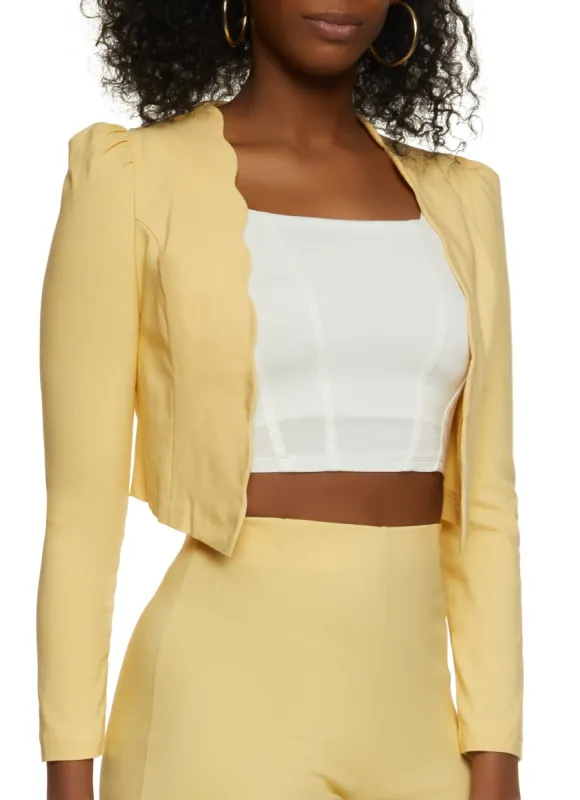 Scalloped Trim Cropped Blazer sold by Rainbow
