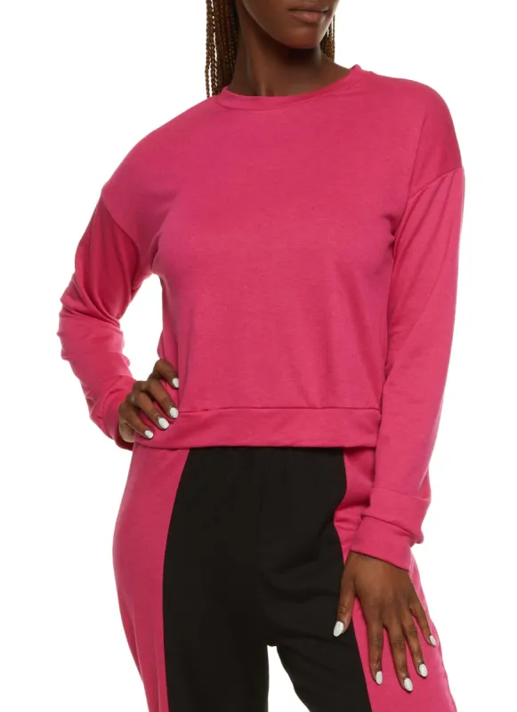 Solid Crew Neck Pullover Sweatshirt sold by Rainbow