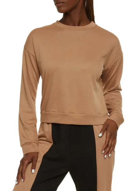 Solid Crew Neck Pullover Sweatshirt sold by Rainbow