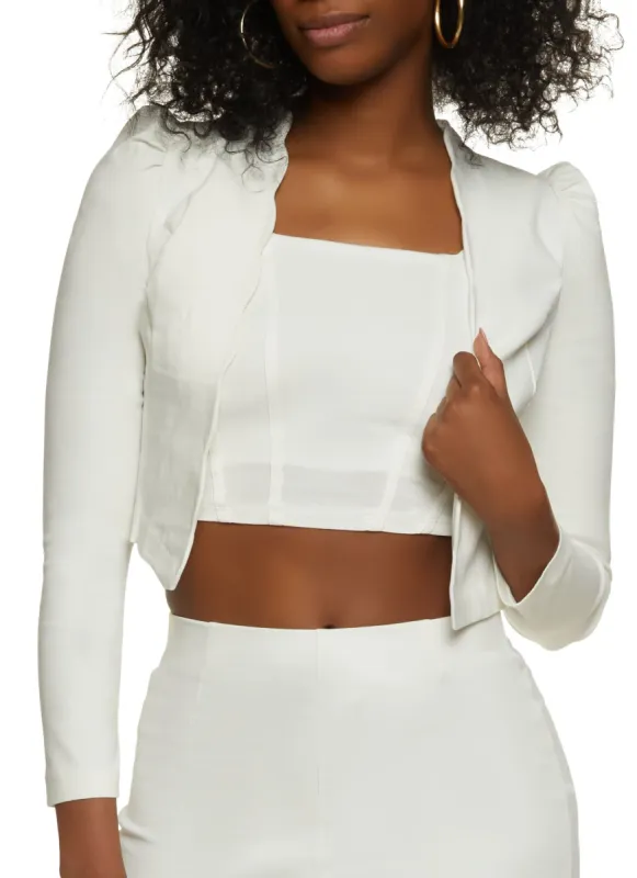 Scalloped Trim Cropped Blazer sold by Rainbow