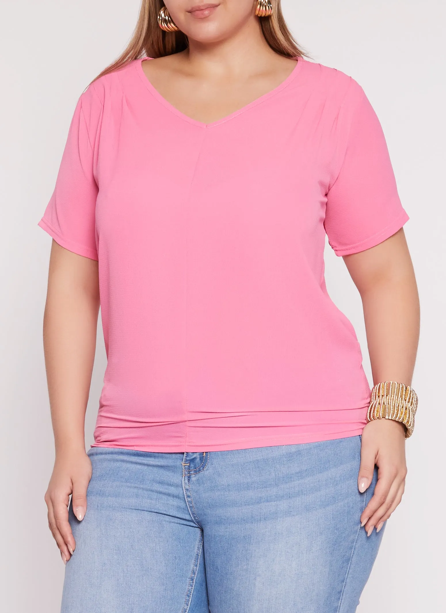 Plus Size V Neck Short Sleeve Tee sold by Rainbow