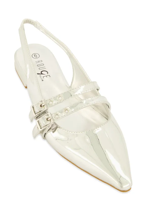 Double Buckle Slingback Flats sold by Rainbow