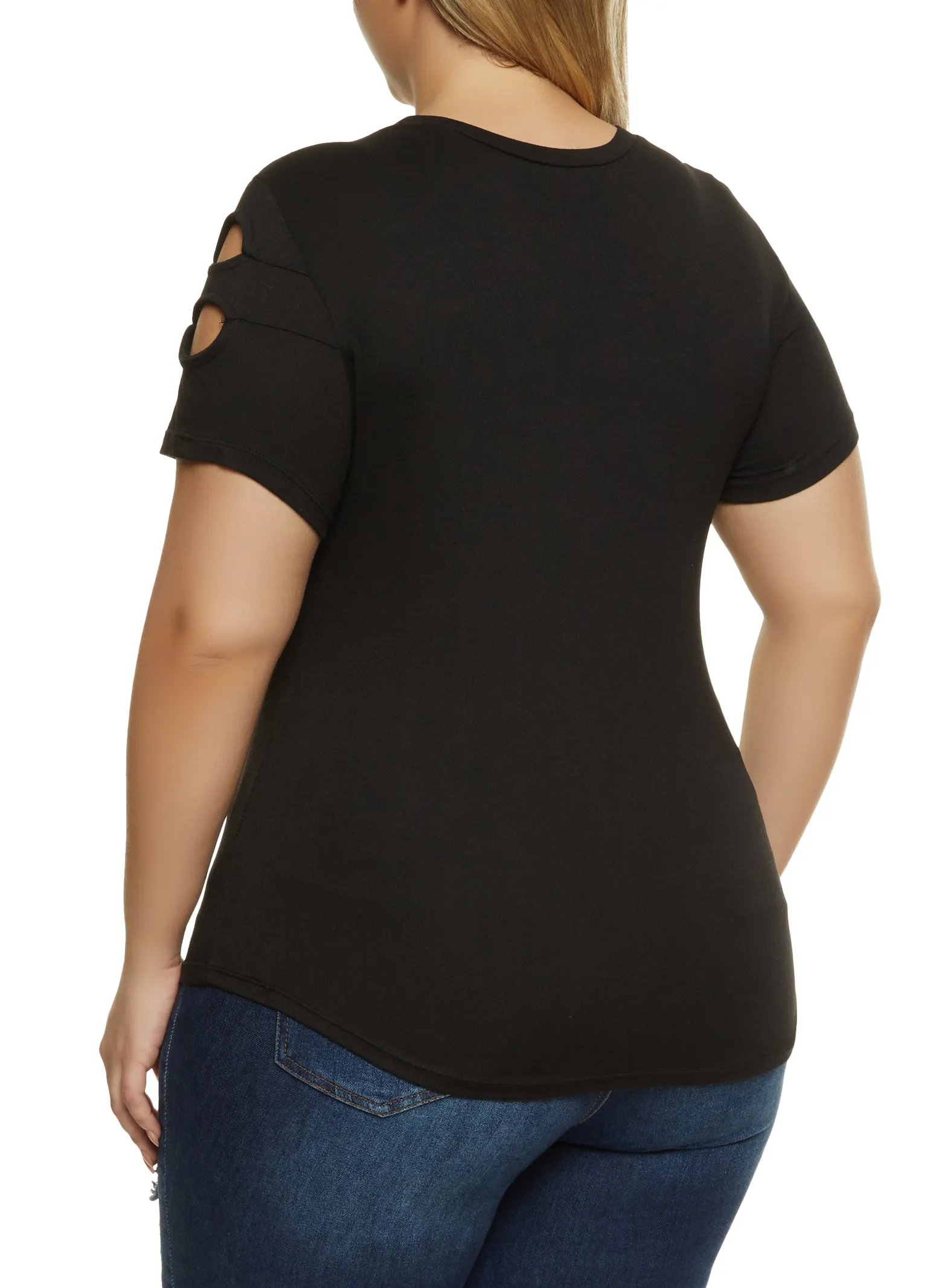 Plus Size Cut Out Crew Neck Tee sold by Rainbow product image thumbnail 2
