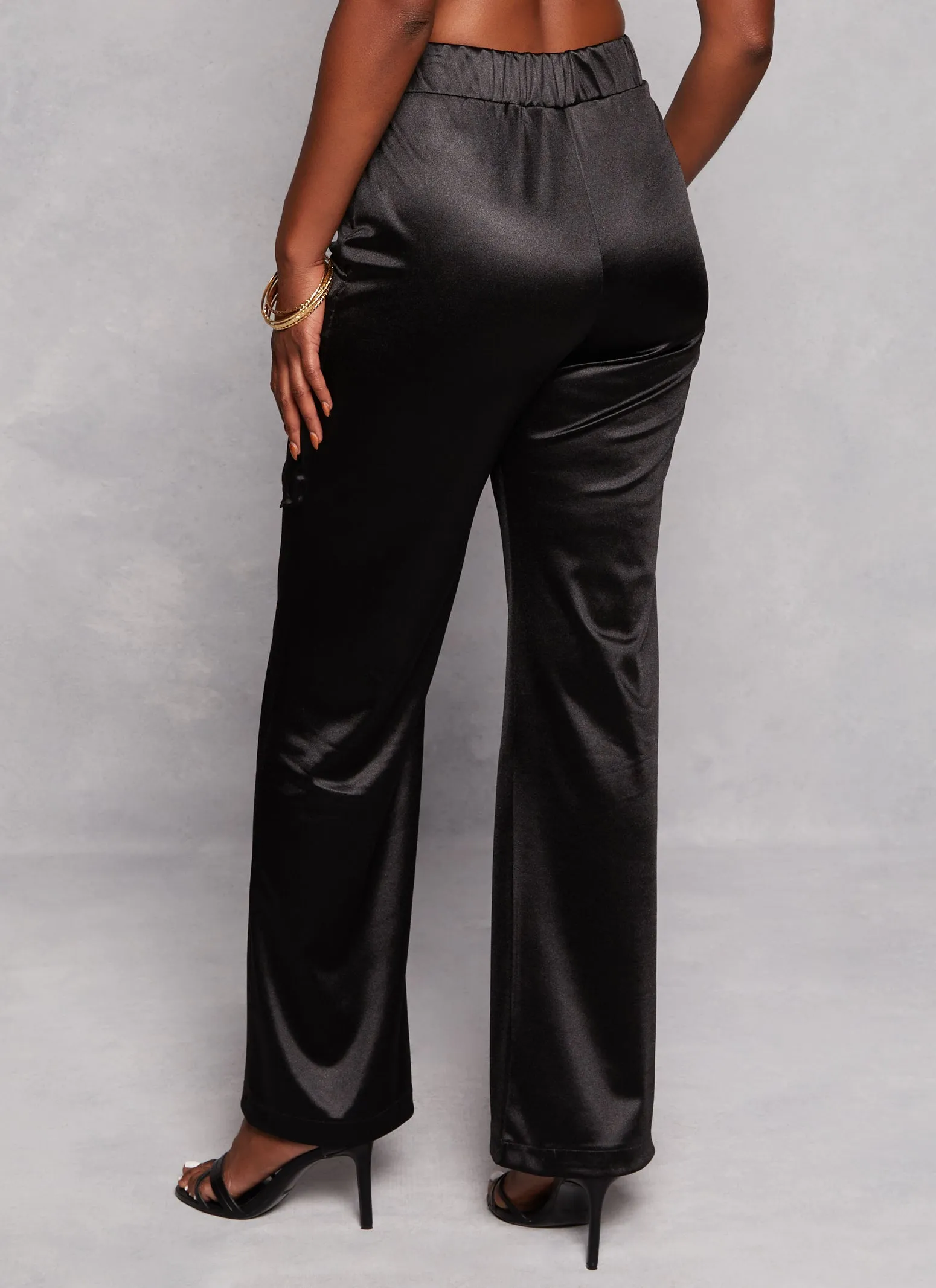 Satin High Waist Cargo Pocket Pants sold by Rainbow product image thumbnail 3