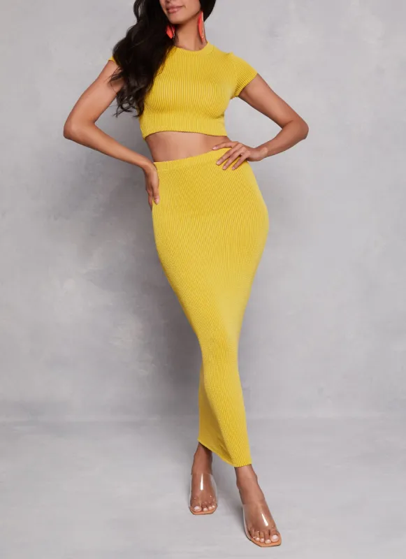 Ribbed High Waist Maxi Skirt sold by Rainbow