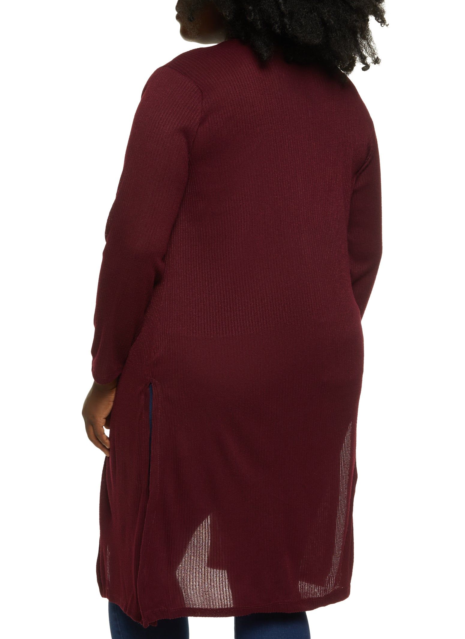 Plus Size Ribbed Knit Marled Side Slit Duster sold by Rainbow product image thumbnail 2