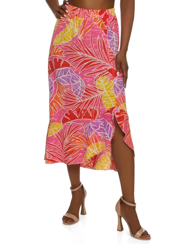Printed Side Slit Maxi Skirt sold by Rainbow